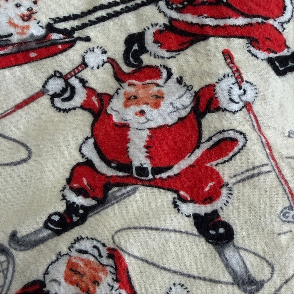 Nick & Nora XL SPORTY Santa Christmas Pajamas Flannel PJ Ski Skate Sled Top Only - Picture 7 of 12